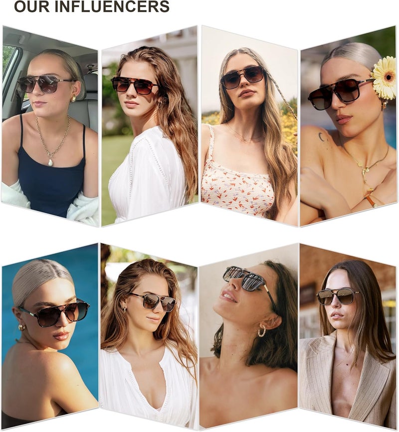 Sojos Retro Aviator Sunglasses for Women Men,Trendy Rectangle Womens Mens Shades Sun Glasses SJ2202 - Image 3